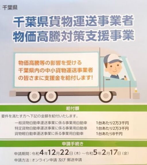 千葉県貨物運送事業者　物価高騰対策支援事業